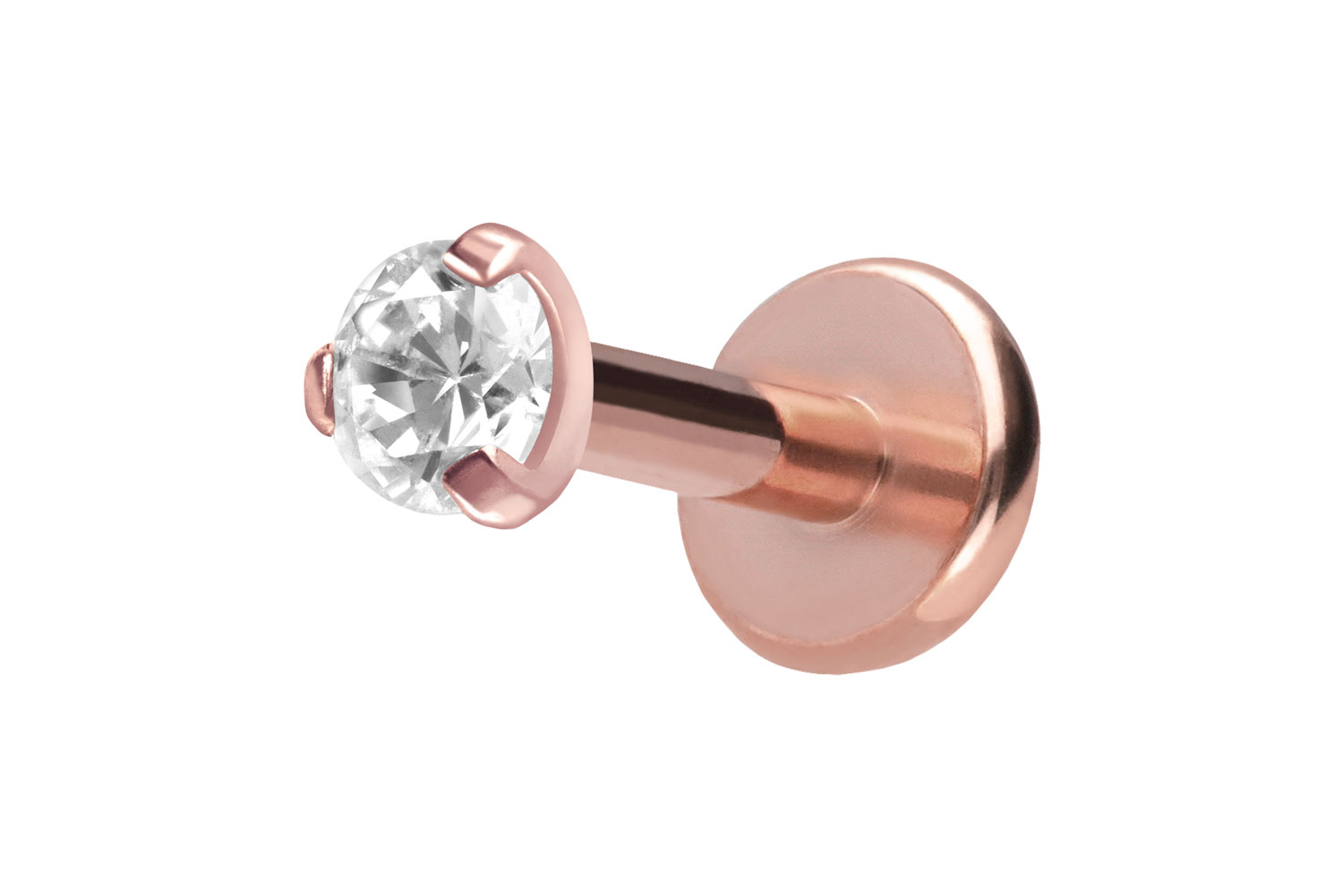 Titan Labret Piercing mit Push Fit EINGEFASSTER KRISTALL